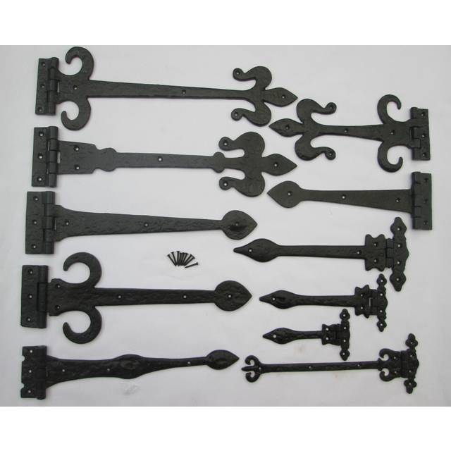 "Pair of 18"" Fleur De Lys Hinges Black Antique by Ironmongery World"