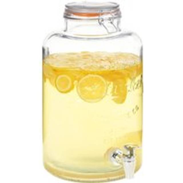 Water Dispenser XXL with Tap Transparent 8 L Glass - Black - One Size