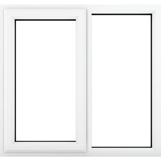 Crystal uPVC Double Glazed Window LH Side Hung Next to a Fixed White Clear Glass 1190x1190mm - Crystal-Direct - 119 x 119 x 7cm
