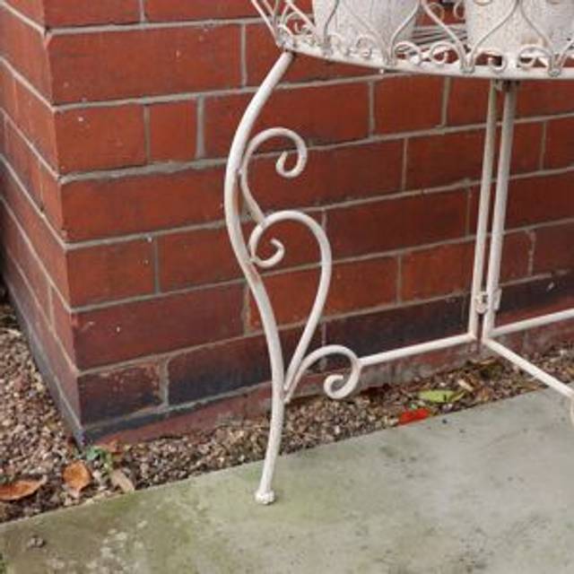 Melody Maison - Large Distressed Vintage Stone Metal Two Tier Plant Stand 100cm