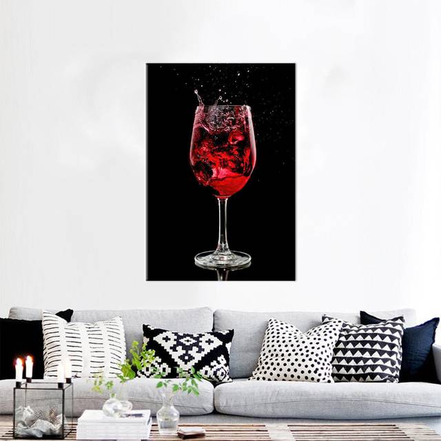 Personalized Red Wine Splash Artwork Poster Perfect as a Home Kitchen and Bar Decor or Modern Wedding Gift for Couple - Wrapped Canvas (35 cm H x 25 cm W)