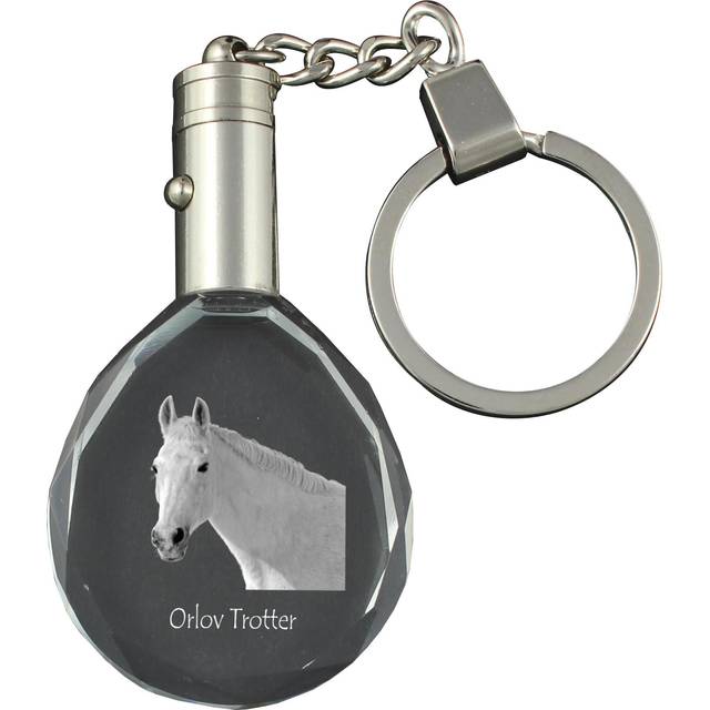 Orlov Trotter - pendant with a picture of a horse, crystal key ring in a gift box, unique gift by Art-Dog brand transparent