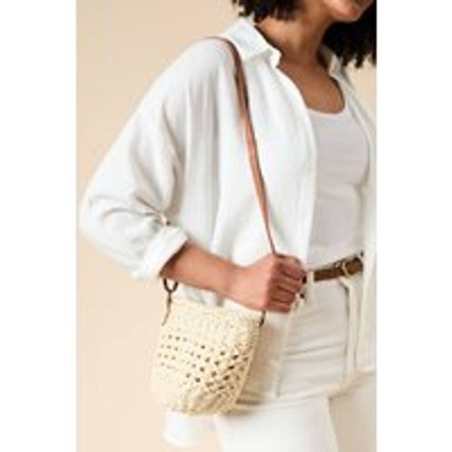 Oasis Sara Rattan Detail Bucket Bag In Beige - beige - One Size