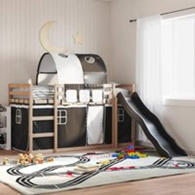 Bunk Bed without Mattress with Slide White and Black 90x200 cm - One Size