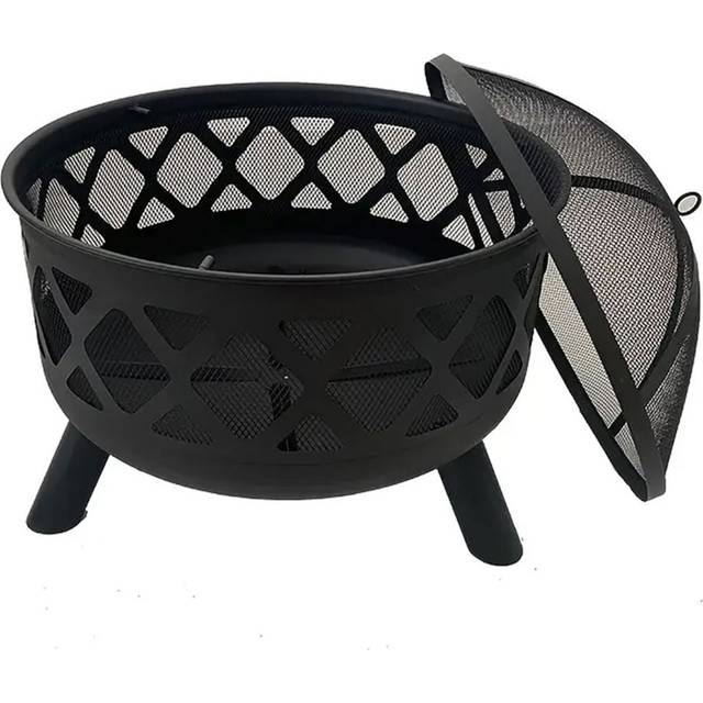 Black Large Circular Outdoor Garden Heater Fire Pit Bowl - One Size
