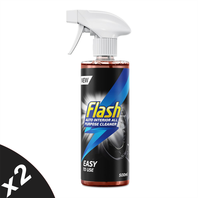 FLASH All-Purpose Car Interior Cleaner Spray Safe for All Surfaces 2x500ml