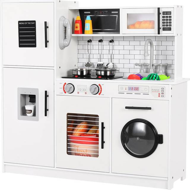 Children's Cake, Play Kitchen Wood, Toy Kitchen With Light And Sound, 82 X 80 X 25 Cm, Doll Kitchen, Wooden With Play Kitchen Accessories, Small Kitch - Natural (80cm W X 84cm H X 25cm D)