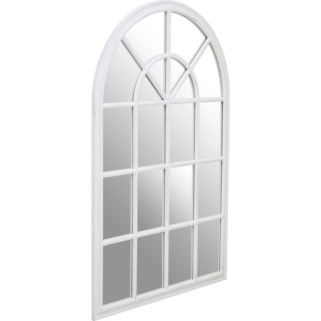 Arched Wall Mirror Black Wooden Frame - White (135cm H X 90cm W X 3cm D)