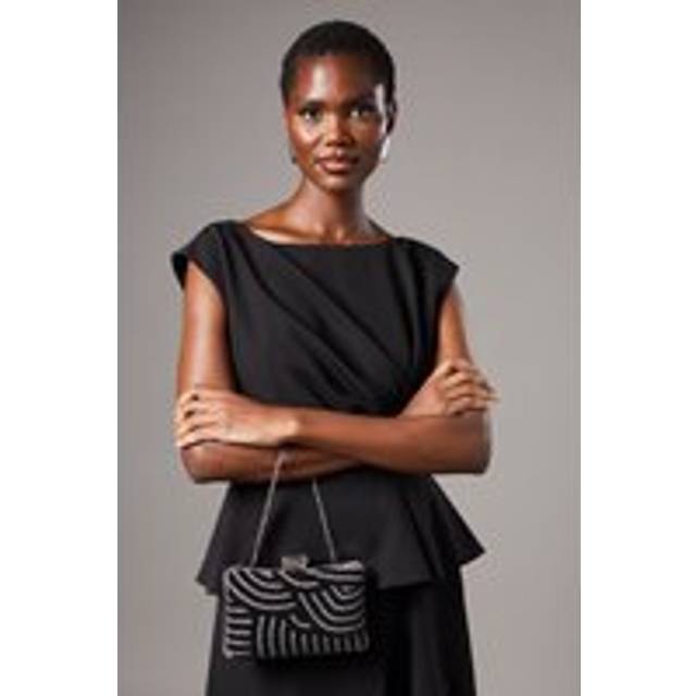 Milan Pearl Detail Hard Clutch Bag - Black - One Size