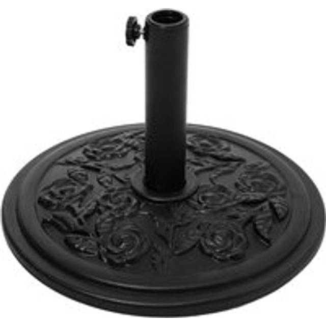 25kg Heavy Duty Round Flower Pattern Umbrella Base - Black - One Size