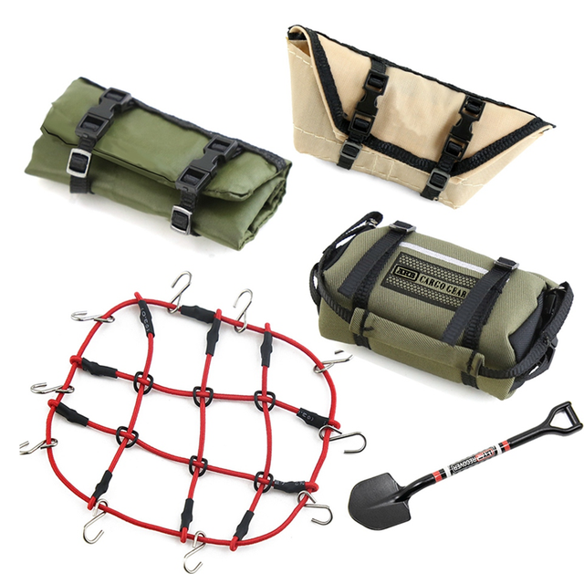 5Pcs Storage Bag Roof Sleeping Luggage Net Shovel Decoration for TRX4M Axial SCX24 1/18 1/24 RC Crawler Car,2