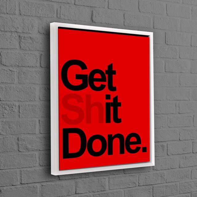 Bohemian Wall Art Featuring Motivational 'Get It Done' Quote in a Floating Frame Perfect for Bedroom Decor - White Floater Framed (60 cm H x 90 cm W)