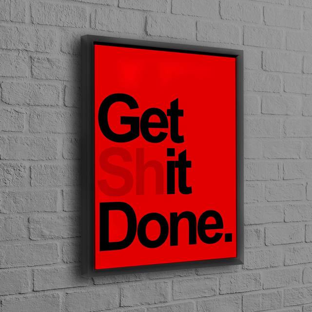 Bohemian Wall Art Featuring Motivational 'Get It Done' Quote in a Floating Frame Perfect for Bedroom Decor - Black Floater Framed (60 cm H x 90 cm W)