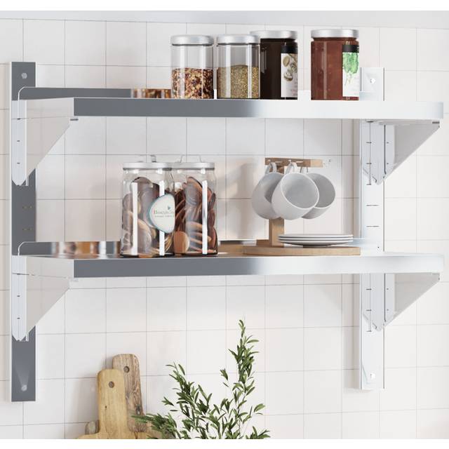 Rebrilliant 2-Tier Wall Shelf Stainless Steel - Silver (60cm H x 75cm W x 23.5cm D)