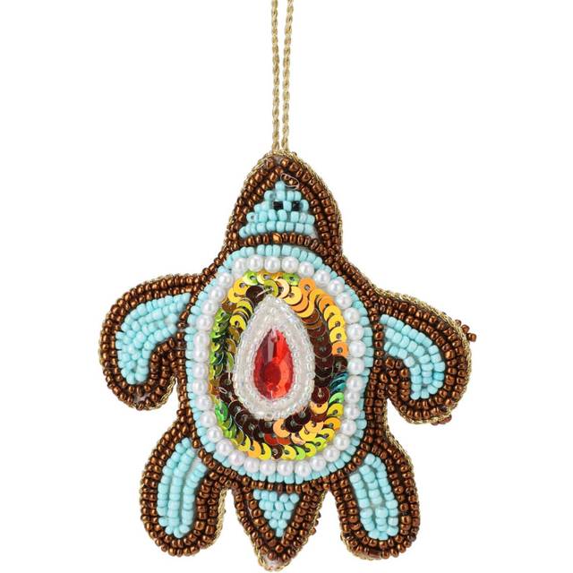 Christmas Tree Beaded Turtle Bauble | Christmas Tree Hanging Ornament - 10cm