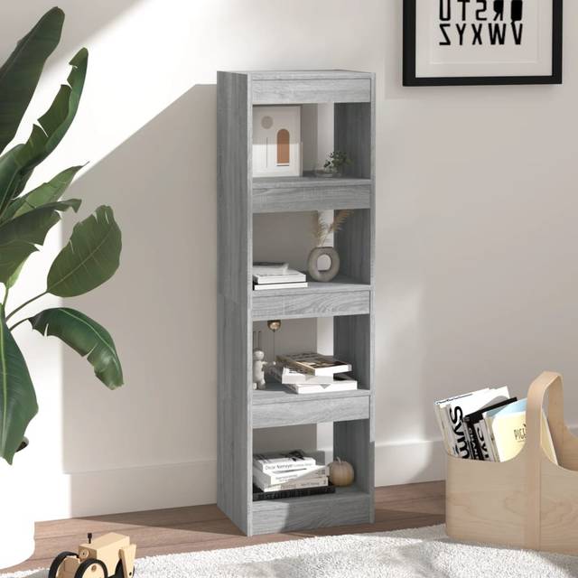 Gegam Wood Etagere Bookcase - Sonoma Grey (135cm H x 40cm W x 30cm D)