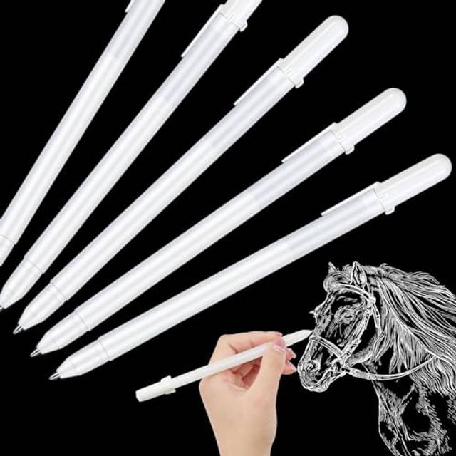 Vicloon White Gel Pens Set, 13 Pcs 0.8mm White Line Drawing Pen Fine Point Gel Pen Highlight Sketching Pens for School Artists Dark Papers Highli
