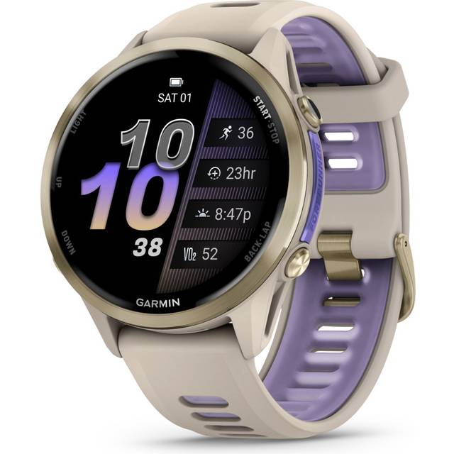 Garmin Forerunner 970 GPS Watch - Soft Gold Titanium/French Grey/Translucent Indigo