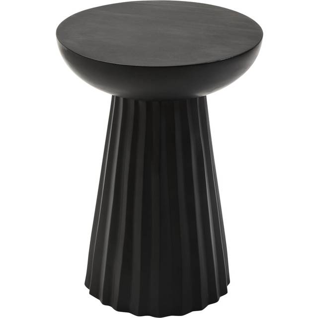 Natural Mango Wood Carved Ridge Side Table - Black (55cm H X 40cm W X 40cm D)