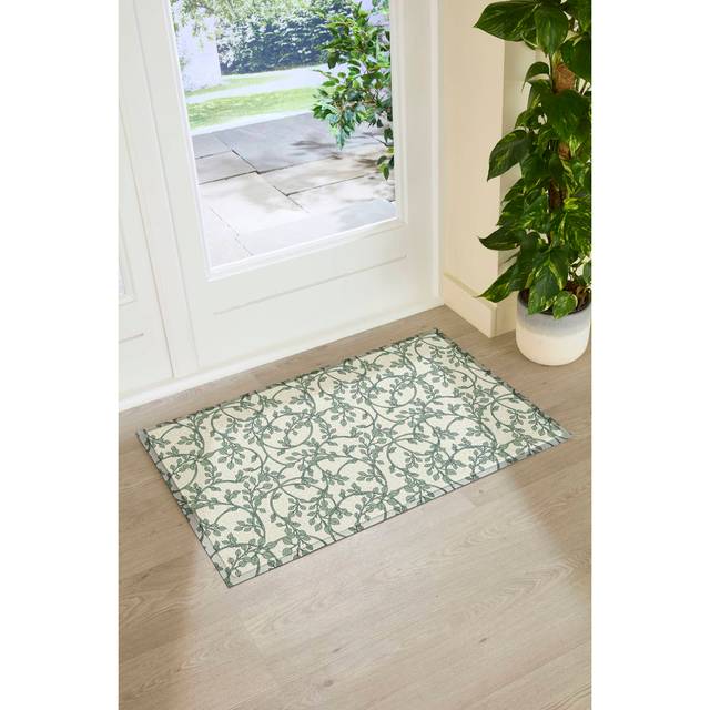 Vines William Morris Pattern Indoor Outdoor Doormat (90 x 60cm) - Green (90cm W X 60cm L X 1cm H)