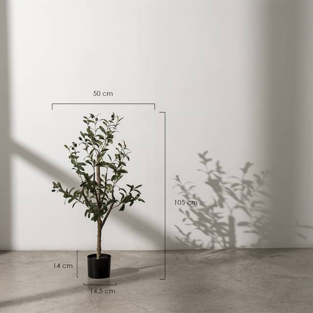 Maia Shop | Konstgjorda olivträd | Konstgjorda växter | Falska Träd | Mått: 105 x 50 cm | Falska plastväxter | Konstgjord växt | Konstträd | Heminredning | Minimalistisk