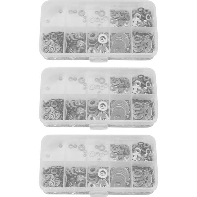 1800Pcs M1.6 M2 M2.5 M3 M3.5 M6 M8 M10 Stainless Steel Flat Washer Plain Washer Gaskets Assortment Kit