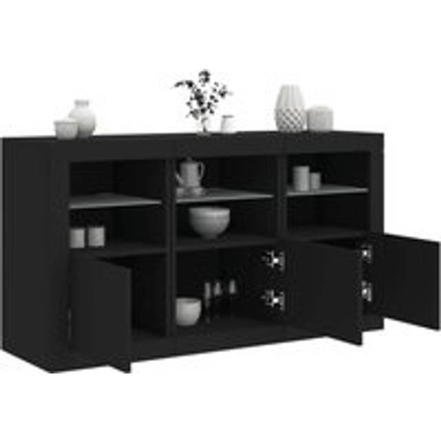 Sideboard with LED Lights Black 123x37x67 cm - One Size