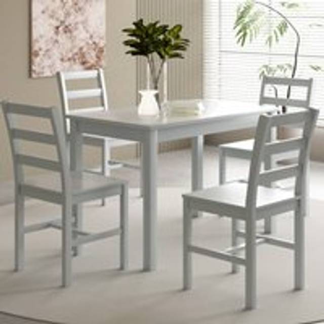 5 Piece Wooden Dining Set Grey - One Size
