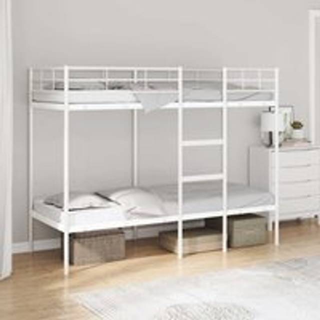 Bunk Bed without Mattress White 75x190 cm Small Single Steel - One Size