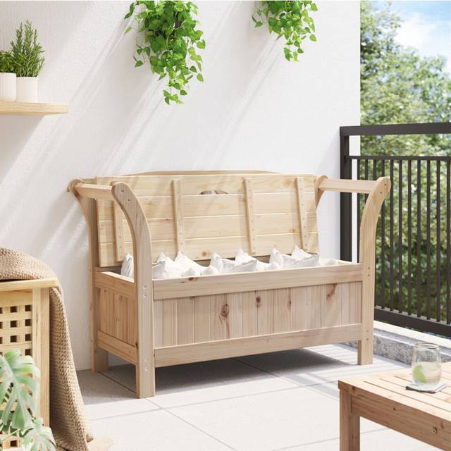 Garden Storage Bench Acacia 119X76x44 Cm Solid Wood Pine - Natural (75.5cm H X 119cm W X 44.5cm D)
