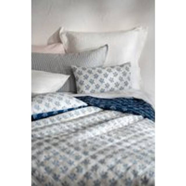 Reversible Floral Print Bedspread - Dark Blue - Double