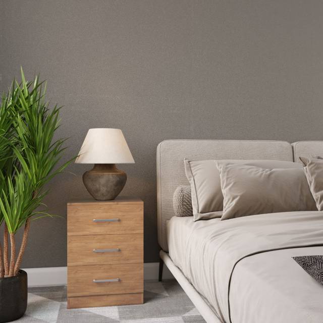 Seconique Dakota 3 Drawer Bedside - Oak Effect, Brown