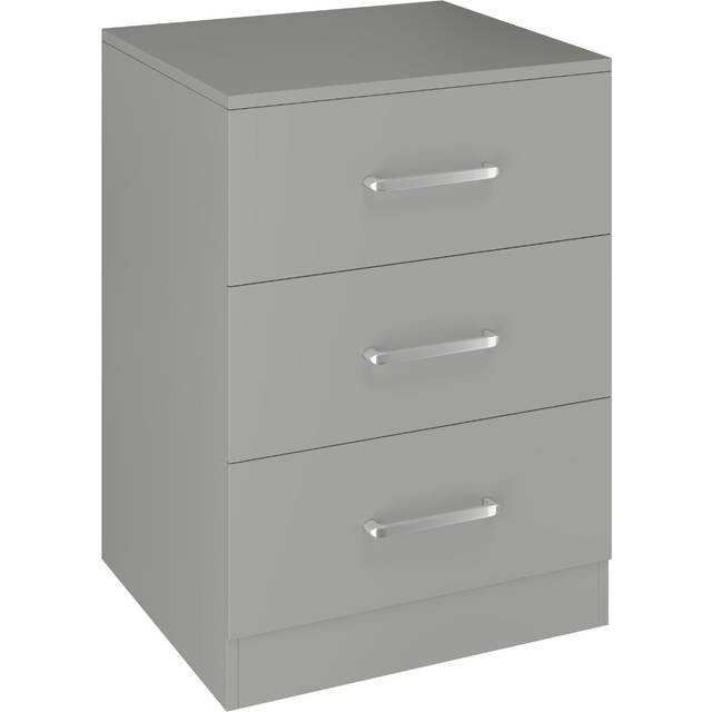 Seconique Dakota 3 Drawer Bedside - Light Grey, Grey