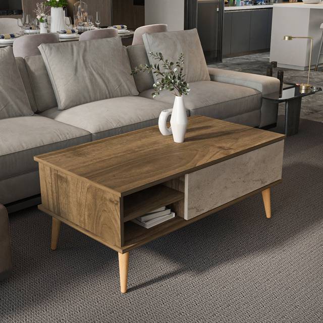 Como Coffee Table with Storage - Dark Brown Wood