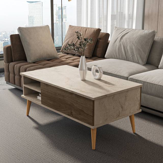 Como Coffee Table with Storage - Cream