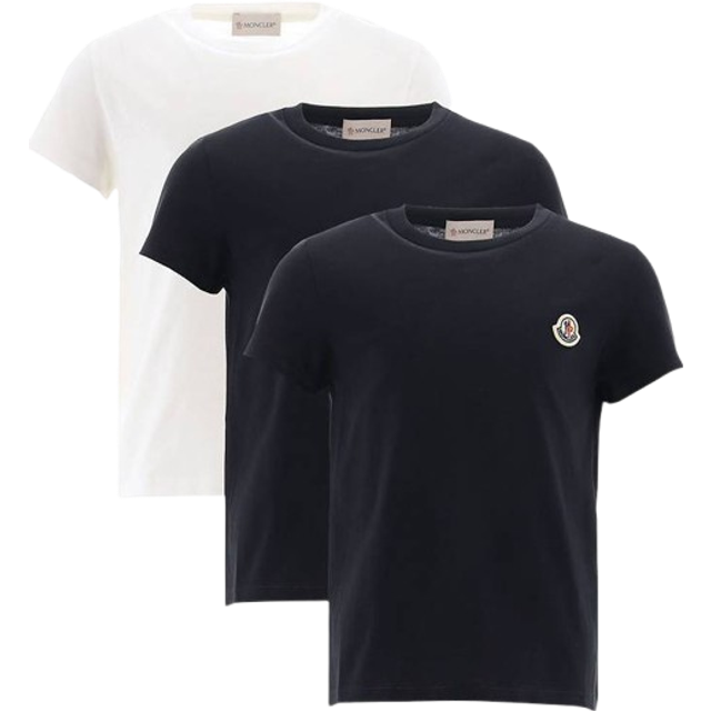 Moncler Enfant Boys Black, Blue & White T-Shirts (3 Pack) - Black/Blue/White - 6 year