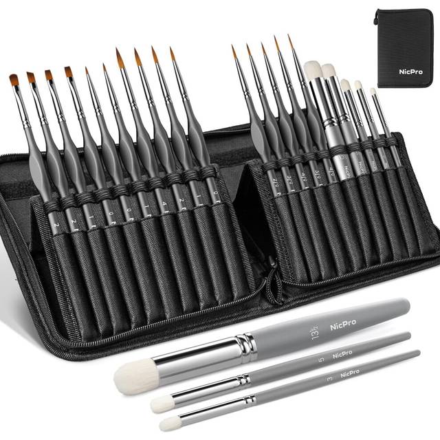 20 PCS Miniature Paint Brushes Drybrush, Model Paint Brush Set for Acrylic, Watercolour Detail Paint Brush Dry Brush for 40k Model, Miniature Model,
