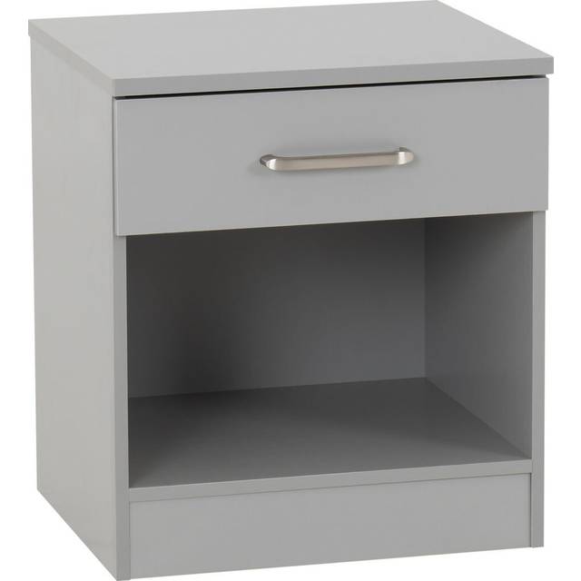 Seconique Dakota 1 Drawer Bedside - Light Grey, Grey