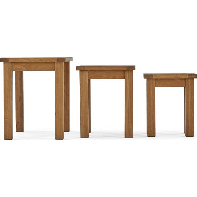 Burcombe Oak Nesting Tables - Medium Wood (55cm H X 68cm W X 44cm D)