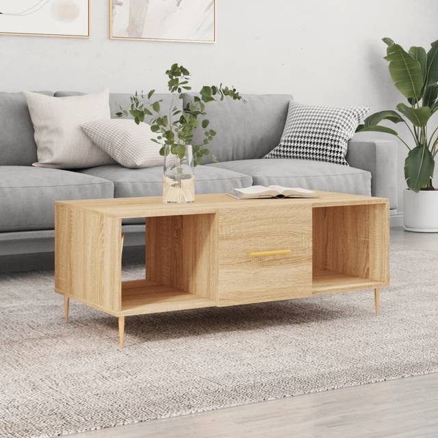 Stasia 4 Legs Coffee Table with Storage - Sonoma Oak (40cm H X 102cm W X 50cm D)