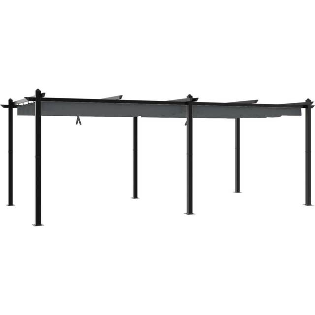 Garden Gazebo With Retractable Roof Aluminium - Anthracite (220cm H x 600cm W x 300cm D)