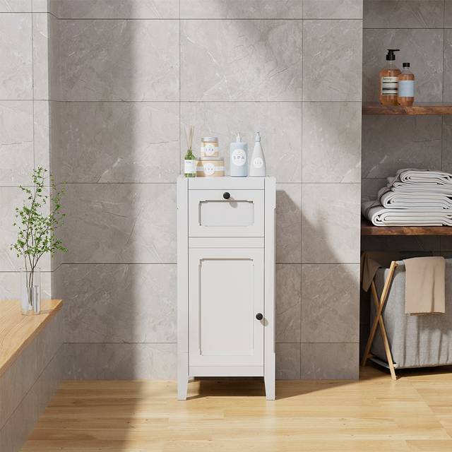 MDF Freestanding Bathroom Cabinet - White (80cm H X 35.5cm W X 30.5cm D)