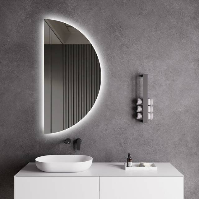 Setenil Half Moon Heated Anti-fog Led Bathroom Mirror 50x100cm (120 cm H x 60 cm W)