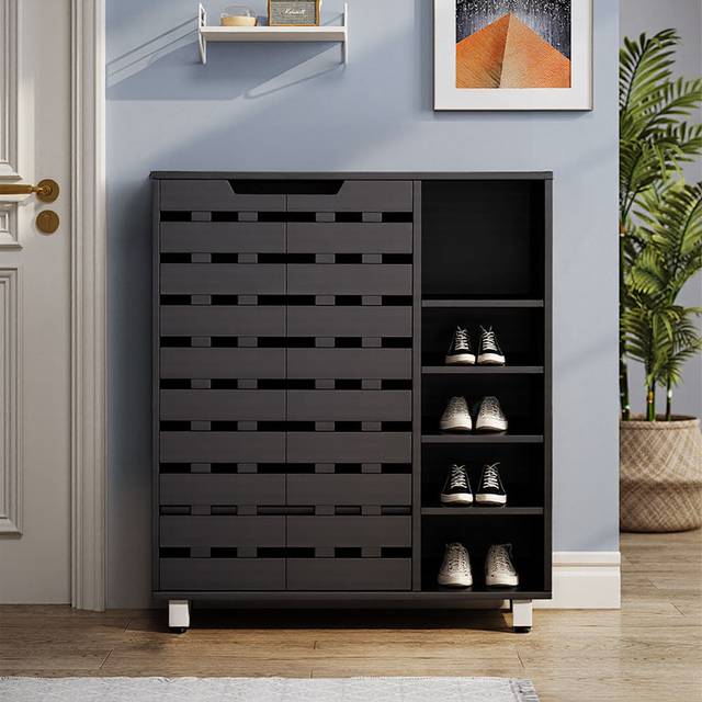 5-Tier Black Shoe Cabinet with Doors (18)