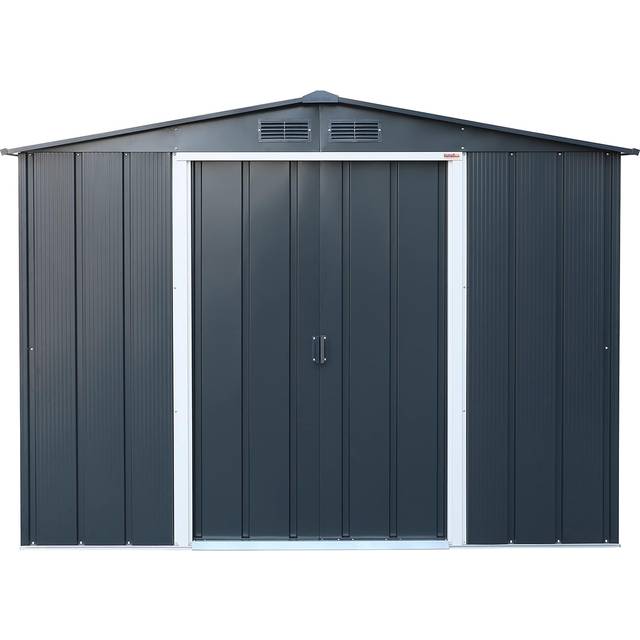 Duramax ECO 8 x 6 Hot-Dipped Galvanized Metal Garden Tool Storage Shed-Anthracite with Off-White Trimmings, 262 x 182.1 x 191 cm