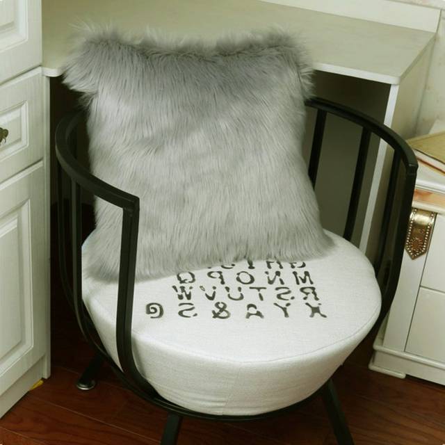 Gray Woolen Sofa Pillow Cover - Grey (50cm H X 50cm W X 14cm D)