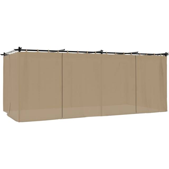 Gazebo With Curtains Steel - Taupe (220cm H x 596cm W x 295cm D)