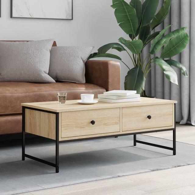 Four Leg Coffee Table with Storage - Sonoma Oak