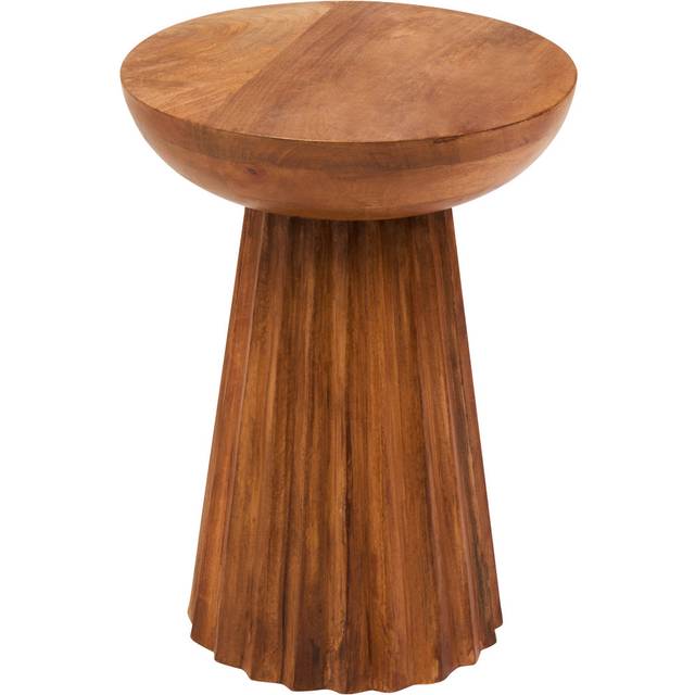 Natural Mango Wood Carved Ridge Side Table - Brown (55cm H X 40cm W X 40cm D)