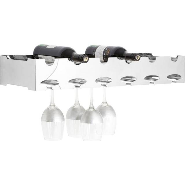 6 Bottle Silver Wide Wine Rack (24cm H X 72cm W X 11cm D)